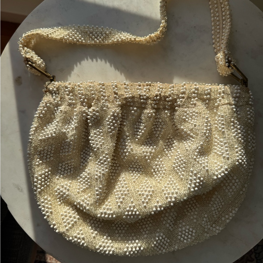 Vintage beaded white purse